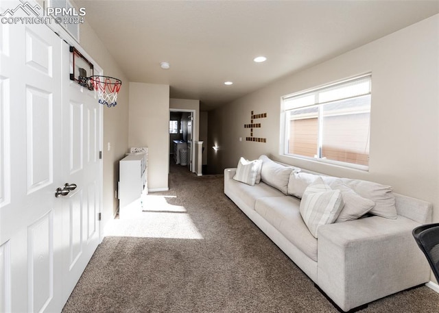 1441 Kempton Aly, Colorado Springs, CO 80910 - living area featuring carpet flooring and recessed lighting
