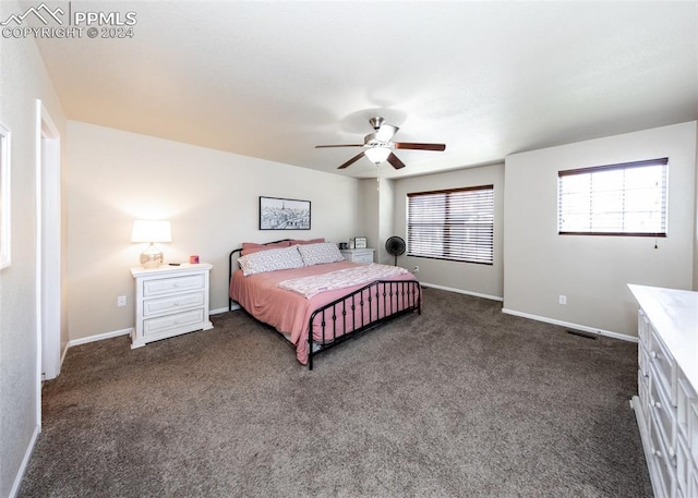 1441 Kempton Aly, Colorado Springs, CO 80910 - bedroom featuring dark colored carpet, baseboards, and a ceiling fan