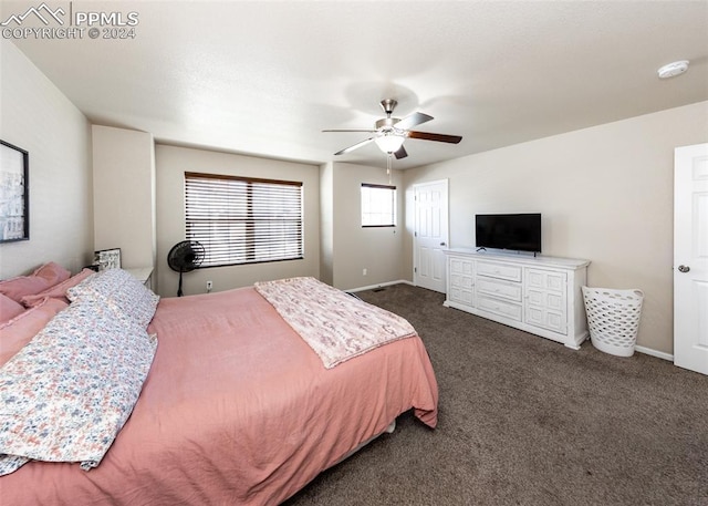 1441 Kempton Aly, Colorado Springs, CO 80910 - bedroom featuring dark colored carpet, baseboards, and ceiling fan