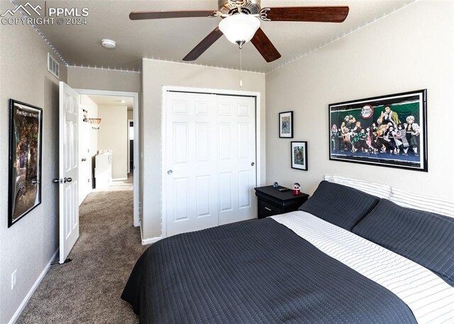 1441 Kempton Aly, Colorado Springs, CO 80910 - bedroom featuring carpet, a closet, baseboards, and a ceiling fan