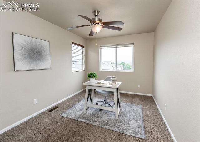 1441 Kempton Aly, Colorado Springs, CO 80910 - carpeted office space featuring ceiling fan and baseboards