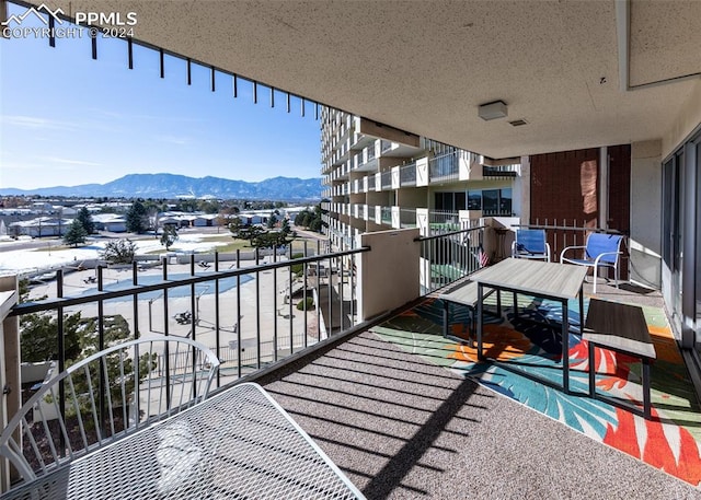 balcony with a mountain view