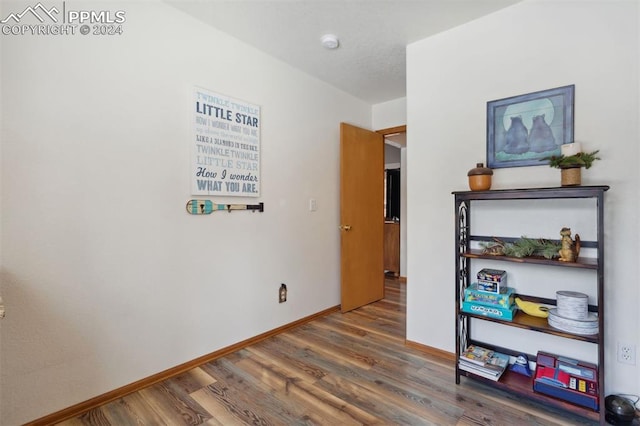 interior space with dark hardwood / wood-style floors