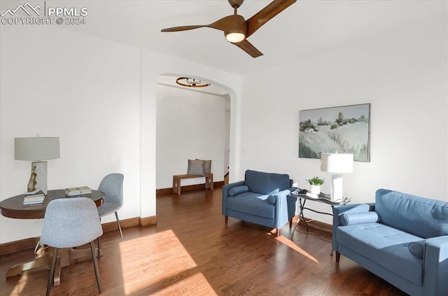 2933 Cathedral Park Vw, Colorado Springs, CO 80904 - office space featuring arched walkways, wood finished floors, ceiling fan, and baseboards