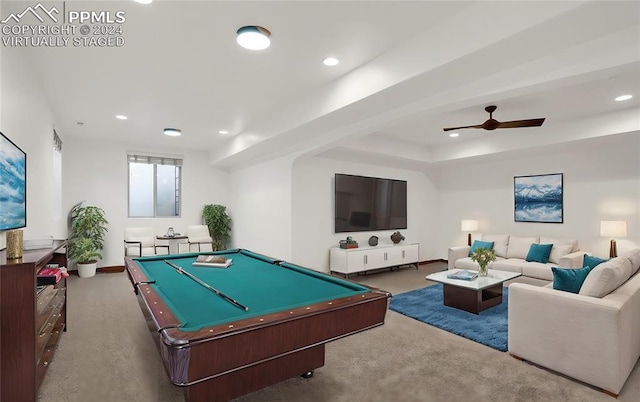 2933 Cathedral Park Vw, Colorado Springs, CO 80904 - recreation room featuring pool table, recessed lighting, a ceiling fan, and baseboards
