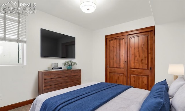 2933 Cathedral Park Vw, Colorado Springs, CO 80904 - carpeted bedroom featuring baseboards and a closet