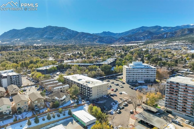 aerial view with a mountain view