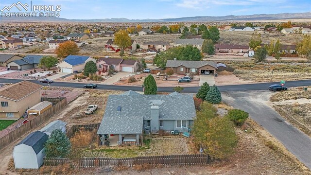 drone / aerial view with a mountain view