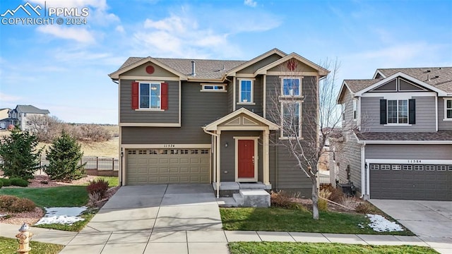 craftsman inspired home featuring a garage