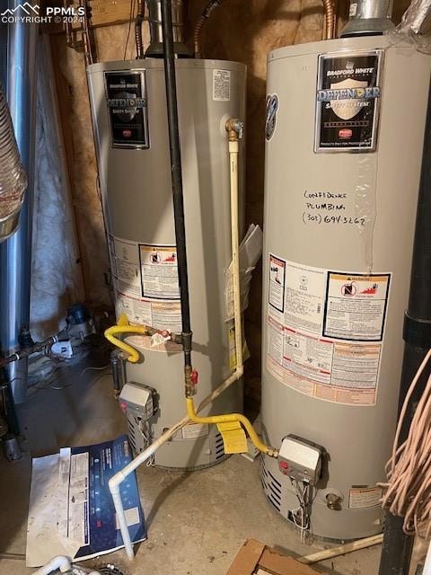 utility room featuring water heater