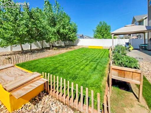 view of yard with a gazebo