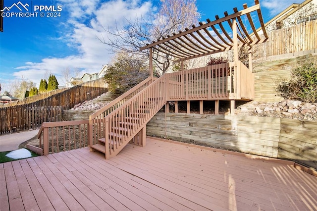 deck featuring a pergola