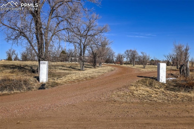 view of road with a rural view