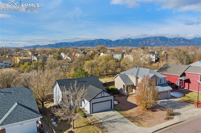 aerial view featuring a mountain view