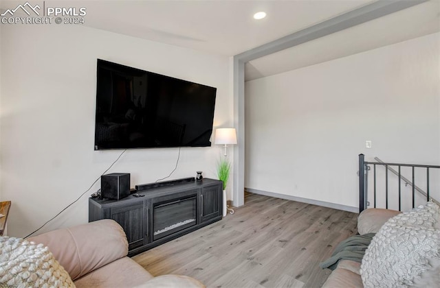 living room with light wood-type flooring