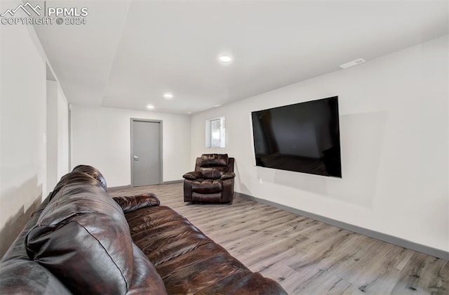 living room with light wood-type flooring