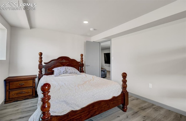 bedroom featuring light hardwood / wood-style flooring