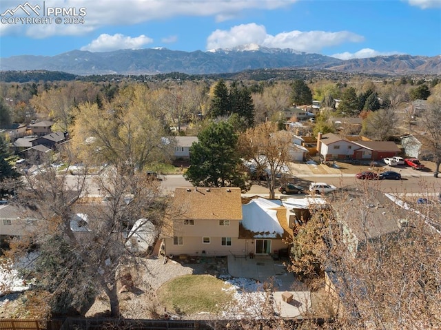 aerial view with a mountain view