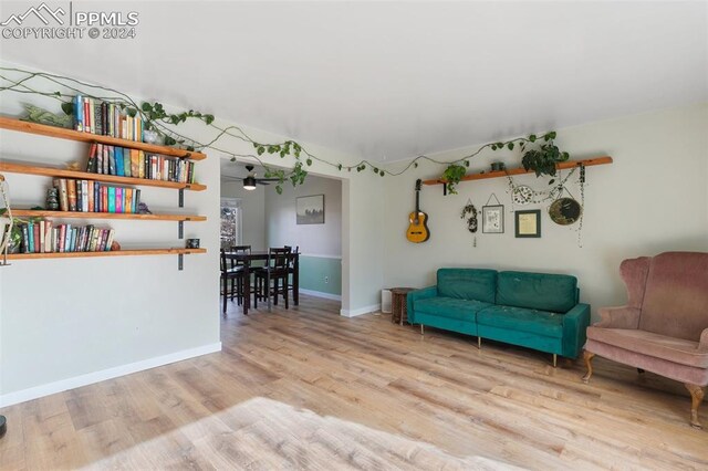 living area featuring light hardwood / wood-style flooring