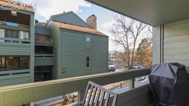 balcony featuring area for grilling