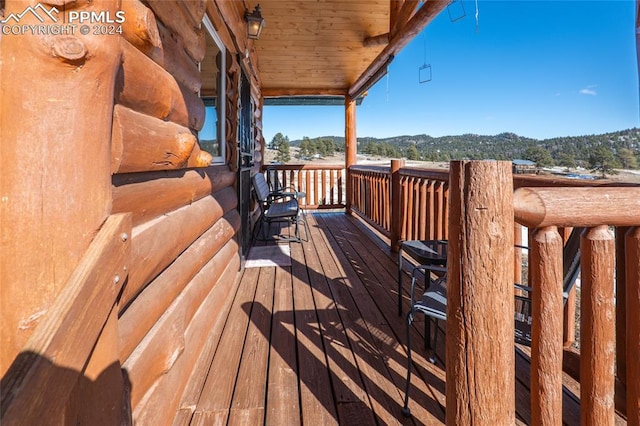 deck featuring a mountain view