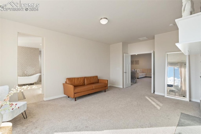 sitting room with light carpet