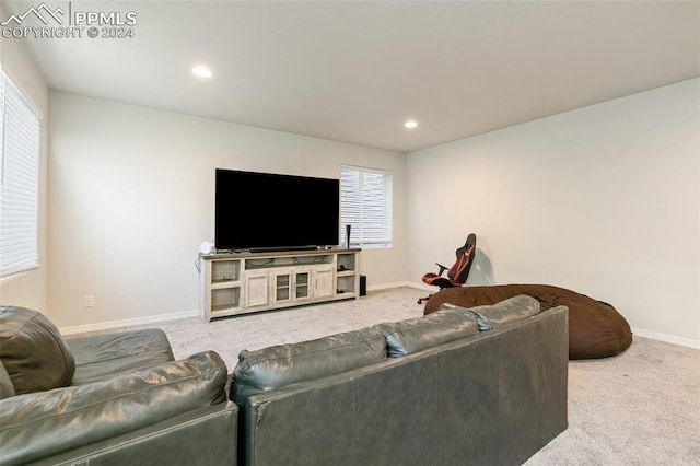 living room with carpet flooring