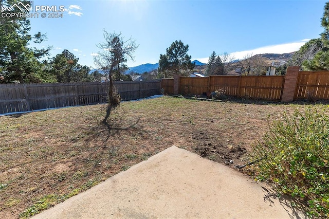 view of yard featuring a mountain view