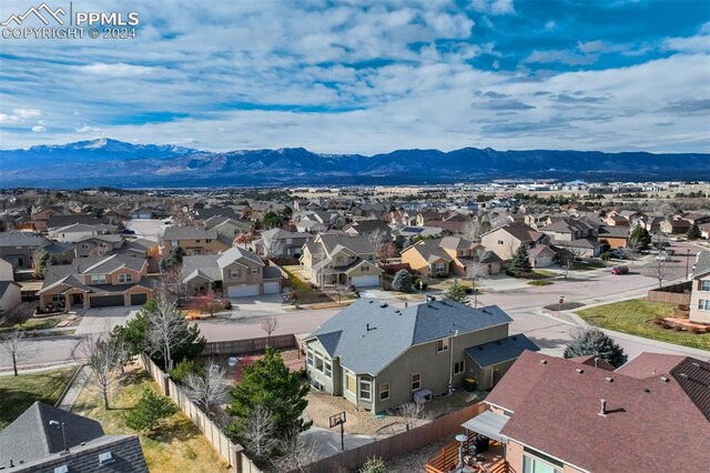 aerial view with a mountain view