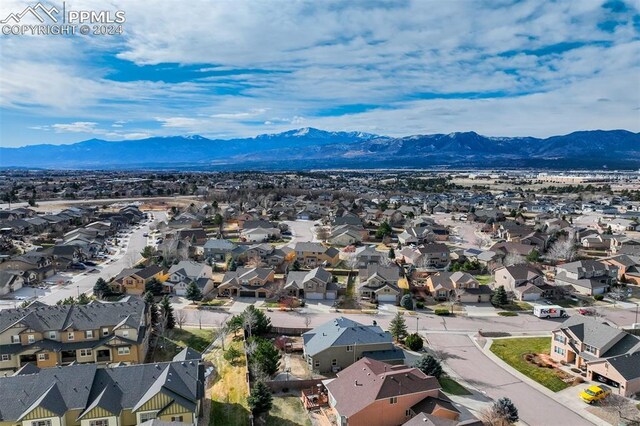 drone / aerial view with a mountain view