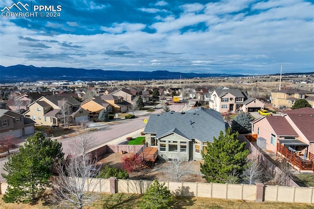 aerial view with a mountain view