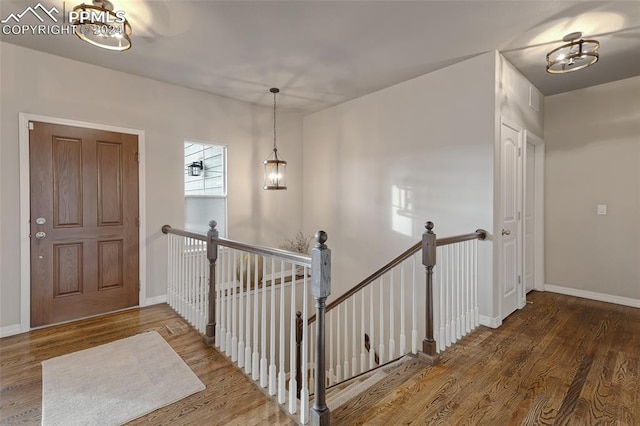 foyer entrance featuring wood-type flooring