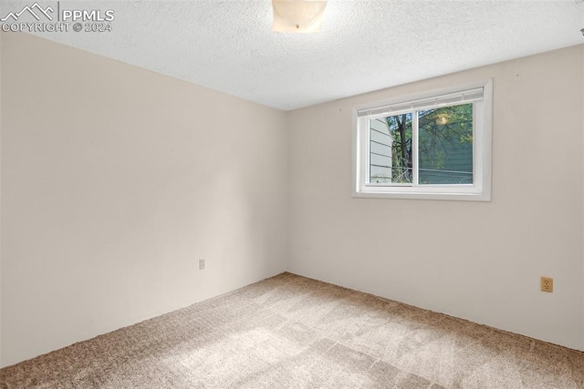 empty room featuring carpet flooring and a textured ceiling