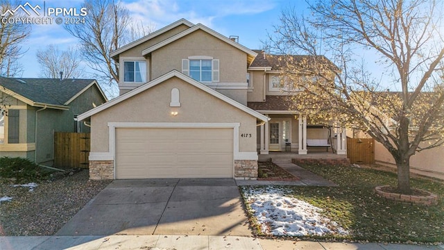 view of front property with a garage