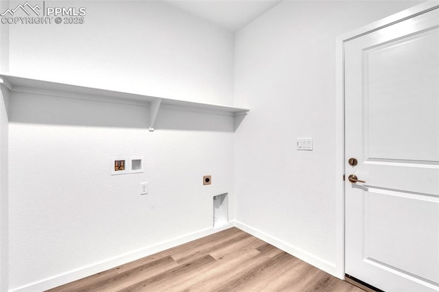 5265 Gansevoort Dr, Colorado Springs, CO 80927 - laundry area featuring hookup for a washing machine, light wood finished floors, and hookup for an electric dryer