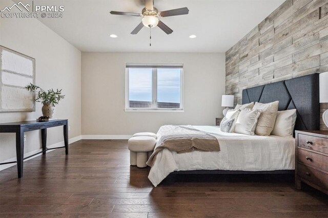 7680 Almond Wood Loop, Colorado Springs, CO 80908 - living room featuring ceiling fan, wood-type flooring, baseboards, a fireplace, and recessed lighting