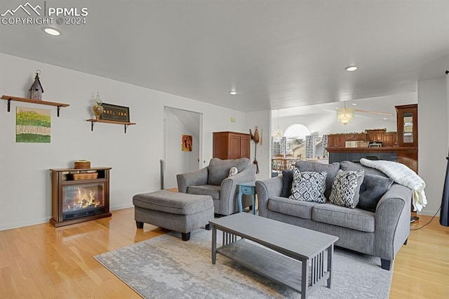 living room featuring light wood-type flooring