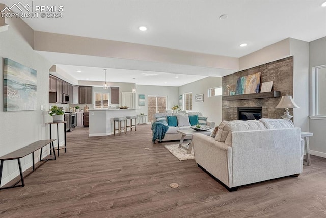 living room with hardwood / wood-style floors