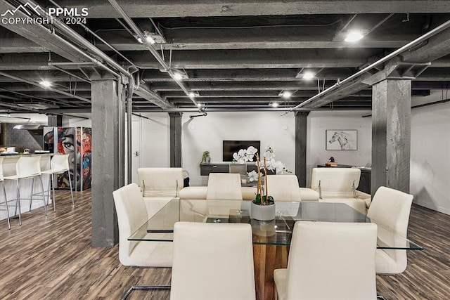 dining area with wood-type flooring