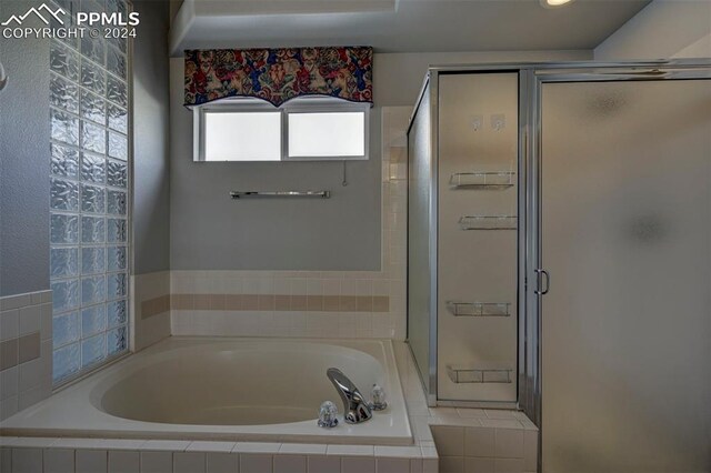 bathroom with separate shower and tub