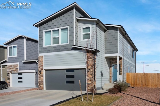 view of front of house with a garage