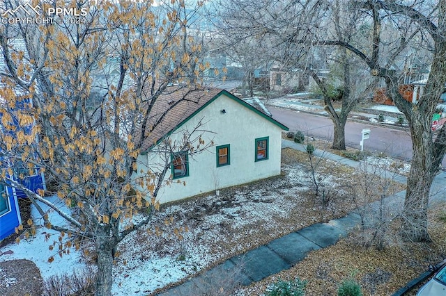 view of snowy exterior