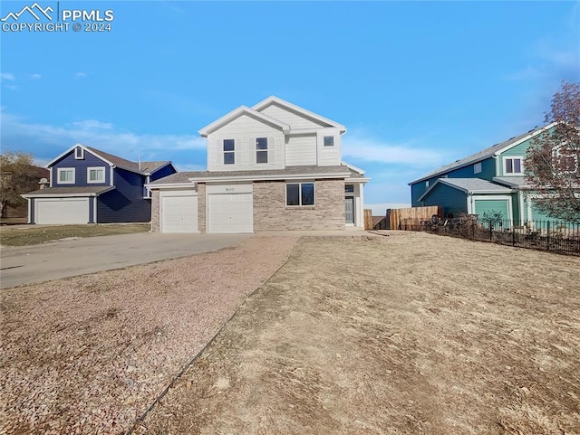 front facade with a garage