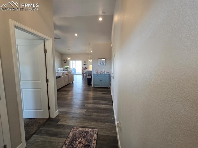 hall featuring dark hardwood / wood-style floors