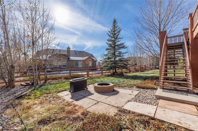 view of patio / terrace with an outdoor fire pit