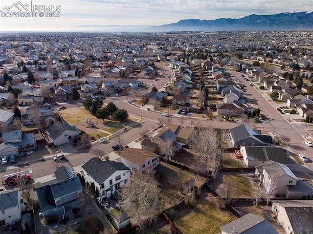 drone / aerial view with a mountain view