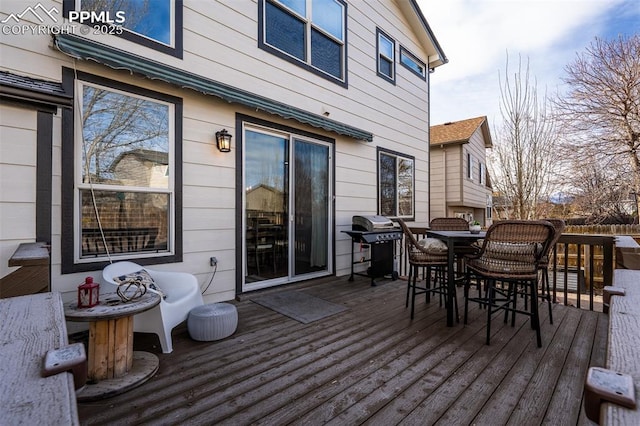 deck featuring grilling area