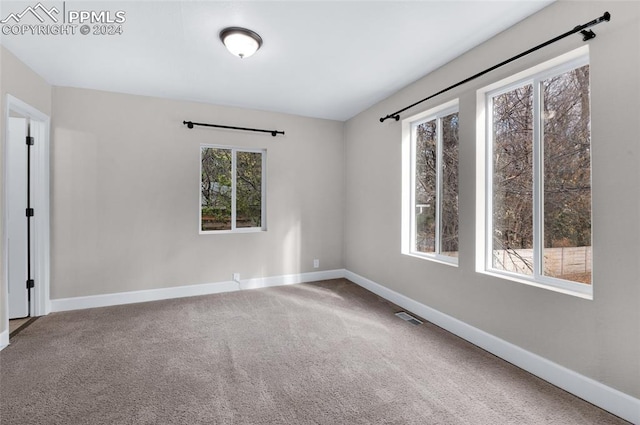 unfurnished room with carpet flooring