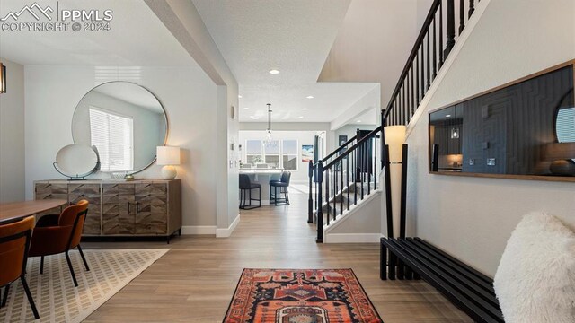 entrance foyer with light hardwood / wood-style flooring and a wealth of natural light