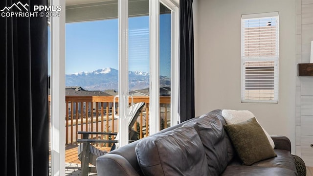 living room with a mountain view